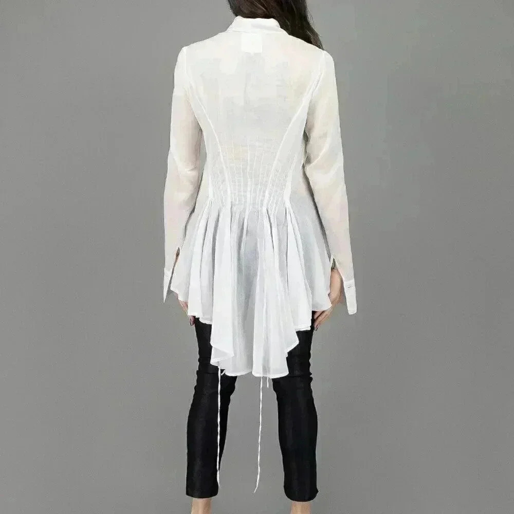 Cottagecore Long Sleeve Shirt Size Medium Button Down Long Sleeve Blouse Summer